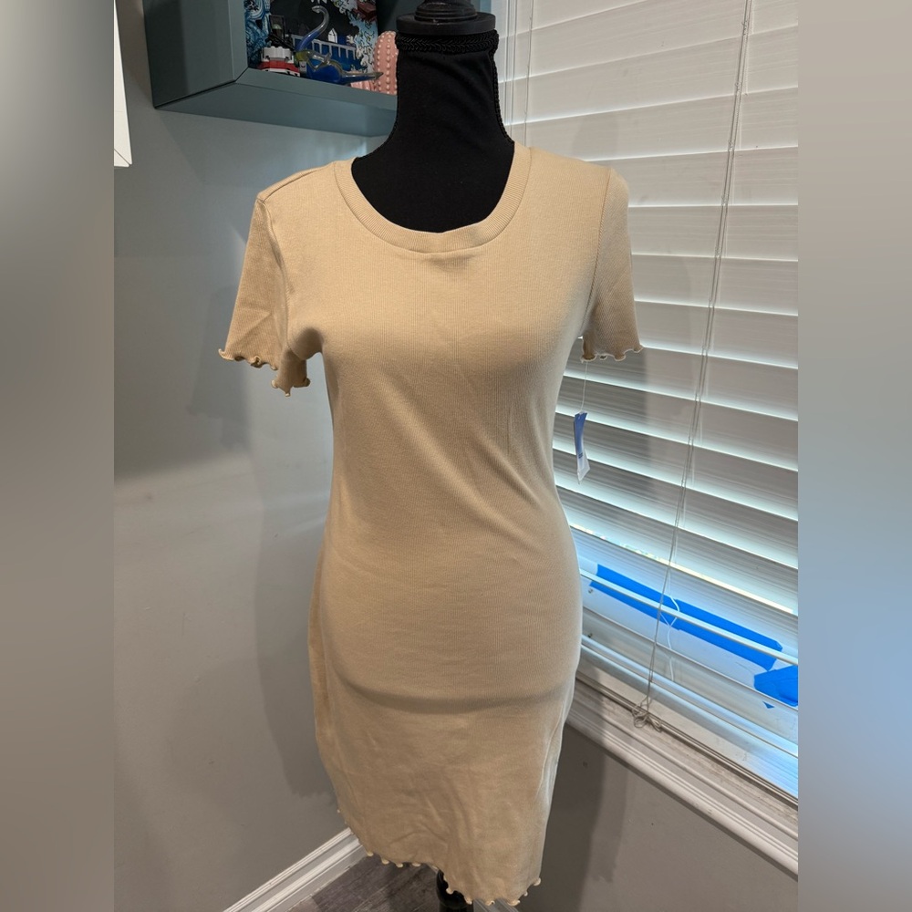 Abound Tan Safari‎ Rib Crewneck Minidress